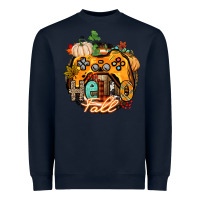 Navy hello fall gamer Heavyweight Sweatshirt - CowGirlArtShop