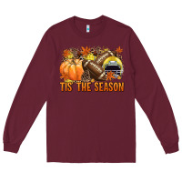 Burgundy Tis' the season Football yellow helmet Long Sleeve Tee - NancyCooperArtShop