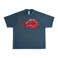 Midnight Navy kiss with leopard and hearts Urban Heavy Tee - RanaPortraitStore