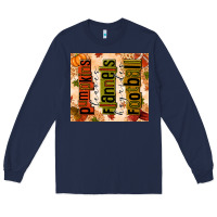 Navy Pumpkins Leaves Flannels Hayrides Football Long Sleeve Tee - texasbilliewilder
