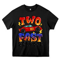 Black two fast two curious boys birthday racing car Heavy Core Tee - MaliasSmallBusiness