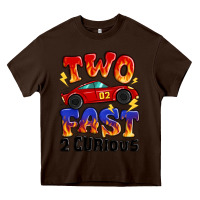 Chocolate Brown two fast two curious boys birthday racing car Heavy Core Tee - MaliasSmallBusiness