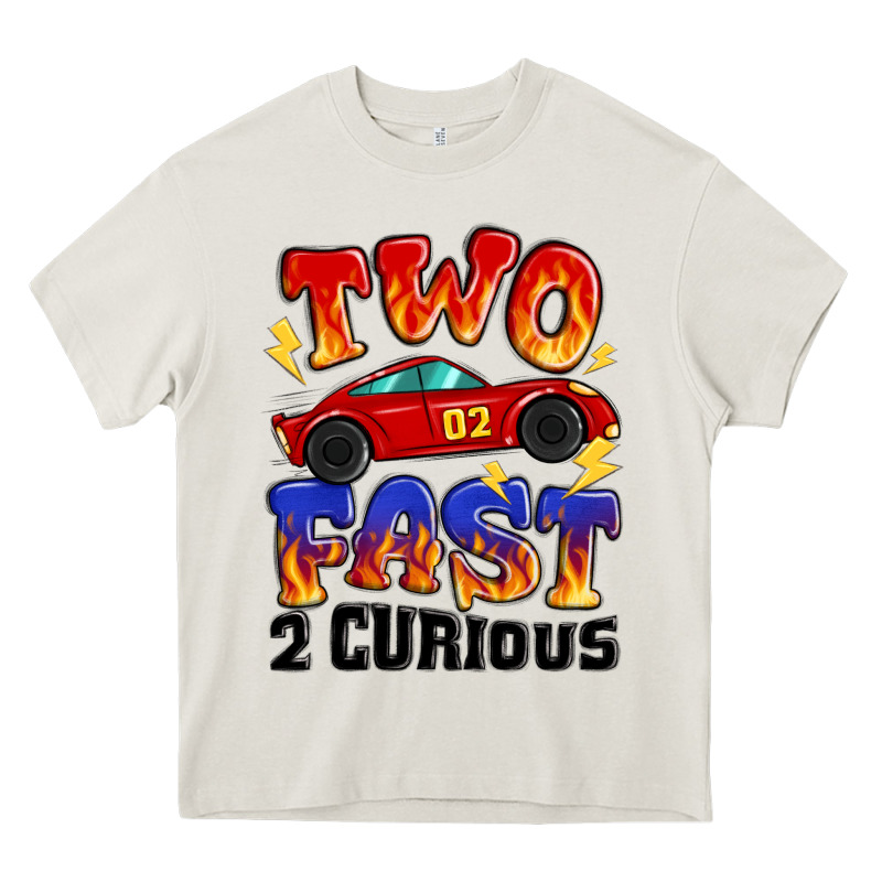 Two Fast Two Curious Boys Birthday Racing Car Heavy Core Tee by MaliasSmallBusiness | Teevron