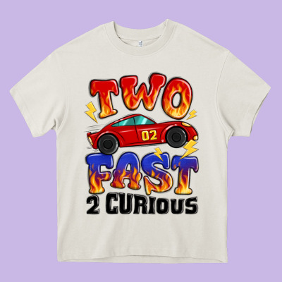 Two Fast Two Curious Boys Birthday Racing Car Heavy Core Tee Designed By Maliassmallbusiness