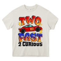 Cream two fast two curious boys birthday racing car Heavy Core Tee - MaliasSmallBusiness