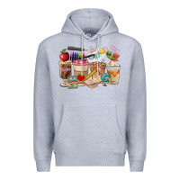 Heather Grey Teacher Coffee Cups Premium Hoodie - FaDigitalArtStudio