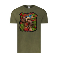 Vintage Olive valentines day cowboy cactus rose Vintage Tee - RanaPortraitStore