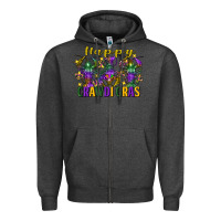 Charcoal Heather Happy crawdi Gras Mardi Gras crawfish Zipper Hoodie - FaDigitalArtStudio