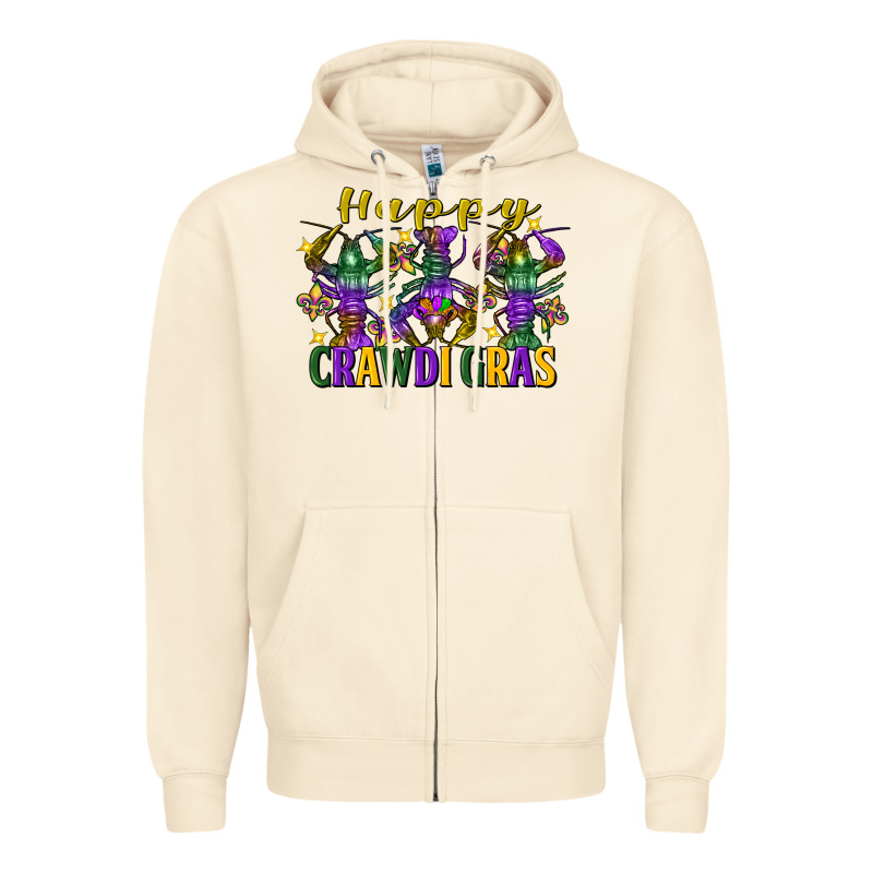 Happy Crawdi Gras Mardi Gras Crawfish Zipper Hoodie by FaDigitalArtStudio | Teevron