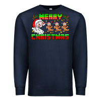 Navy Merry Christmas Premium Sweatshirt - CowhideDigitalArt