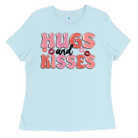 Baby Blue hugs and kisses Ladies Tee - MaliasSmallBusiness