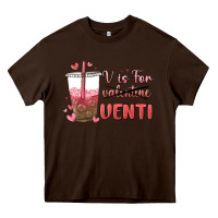 Chocolate Brown v is for valentine venti Heavy Core Tee - MaliasSmallBusiness
