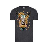Vintage Black sunflower boho bull skull with hands Vintage Tee - RanaPortraitStore