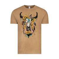 Sunflower Boho Bull Skull With Hands Vintage Tee | Teevron