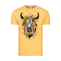 Vintage Mustard sunflower boho bull skull with hands Vintage Tee - RanaPortraitStore