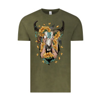 Vintage Olive sunflower boho bull skull with hands Vintage Tee - RanaPortraitStore