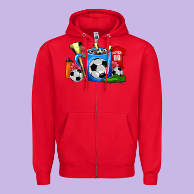 Soccer Coffee Mug Zipper Hoodie Designed By Fadigitalartstudio