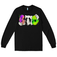Black Boo Ghost Cat Long Sleeve Tee - texasbilliewilder