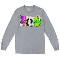 Heather Grey Boo Ghost Cat Long Sleeve Tee - texasbilliewilder