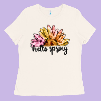 Hello Spring Ladies Tee Designed By Maliassmallbusiness