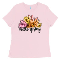 Bubblegum Pink hello spring Ladies Tee - MaliasSmallBusiness