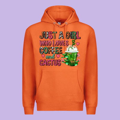 Just A Girl Who Loves Coffee And Cactus Frappe Premium Hoodie Designed By Fadigitalartstudio