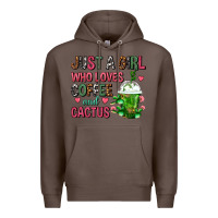 Coffee Just A Girl Who Loves Coffee And Cactus Frappe Premium Hoodie - FaDigitalArtStudio