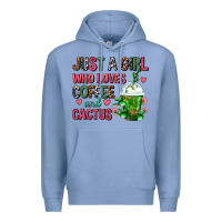 Colony Blue Just A Girl Who Loves Coffee And Cactus Frappe Premium Hoodie - FaDigitalArtStudio