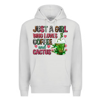 Dove Grey Just A Girl Who Loves Coffee And Cactus Frappe Premium Hoodie - FaDigitalArtStudio