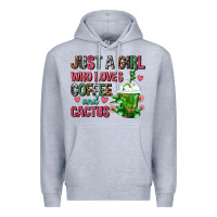 Heather Grey Just A Girl Who Loves Coffee And Cactus Frappe Premium Hoodie - FaDigitalArtStudio