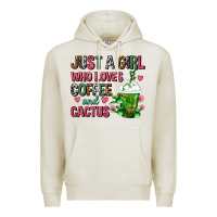 Oatmeal Heather Just A Girl Who Loves Coffee And Cactus Frappe Premium Hoodie - FaDigitalArtStudio
