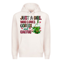 Pale Pink Just A Girl Who Loves Coffee And Cactus Frappe Premium Hoodie - FaDigitalArtStudio