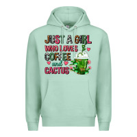 Seafoam Just A Girl Who Loves Coffee And Cactus Frappe Premium Hoodie - FaDigitalArtStudio