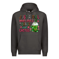 Smoke Just A Girl Who Loves Coffee And Cactus Frappe Premium Hoodie - FaDigitalArtStudio