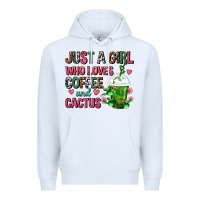 White Just A Girl Who Loves Coffee And Cactus Frappe Premium Hoodie - FaDigitalArtStudio