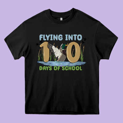 Flying Into 100 Days Of School Heavy Core Tee Designed By Maliassmallbusiness