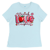Baby Blue teach love inspire valentines day Ladies Tee - MaliasSmallBusiness