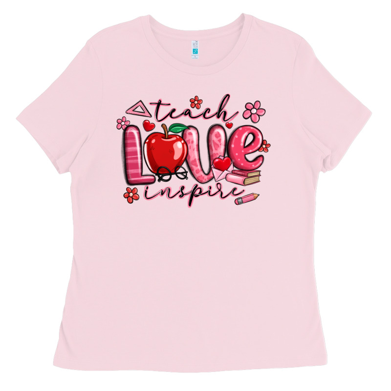 Teach Love Inspire Valentines Day Ladies Tee by MaliasSmallBusiness | Teevron