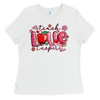 White teach love inspire valentines day Ladies Tee - MaliasSmallBusiness