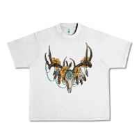 Lunar Rock boho deer skull sunflowers and gemstone Urban Heavy Tee - RanaPortraitStore
