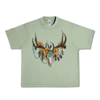 Oil Green boho deer skull sunflowers and gemstone Urban Heavy Tee - RanaPortraitStore