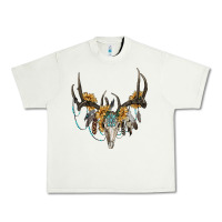 Pistachio boho deer skull sunflowers and gemstone Urban Heavy Tee - RanaPortraitStore