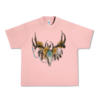 Salmon boho deer skull sunflowers and gemstone Urban Heavy Tee - RanaPortraitStore