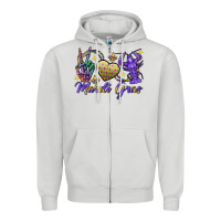 Dove Grey Peace love crawfish Mardi Gras skeleton hand Zipper Hoodie - FaDigitalArtStudio