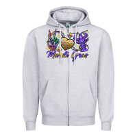 Heather Grey Peace love crawfish Mardi Gras skeleton hand Zipper Hoodie - FaDigitalArtStudio