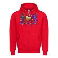Red Peace love crawfish Mardi Gras skeleton hand Zipper Hoodie - FaDigitalArtStudio