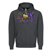 Smoke Peace love crawfish Mardi Gras skeleton hand Zipper Hoodie - FaDigitalArtStudio
