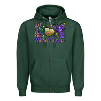 Sports Green Peace love crawfish Mardi Gras skeleton hand Zipper Hoodie - FaDigitalArtStudio