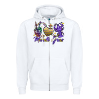 White Peace love crawfish Mardi Gras skeleton hand Zipper Hoodie - FaDigitalArtStudio