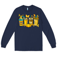 Childhood Cancer Coffee Cups Yellow Ribbon Long Sleeve Tee | Teevron